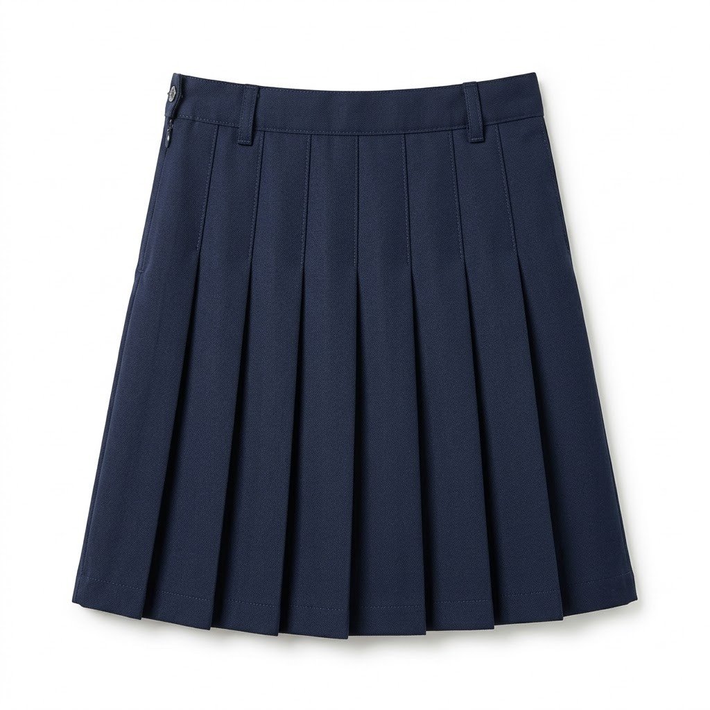 Girls Navy Blue Pleated Skirt